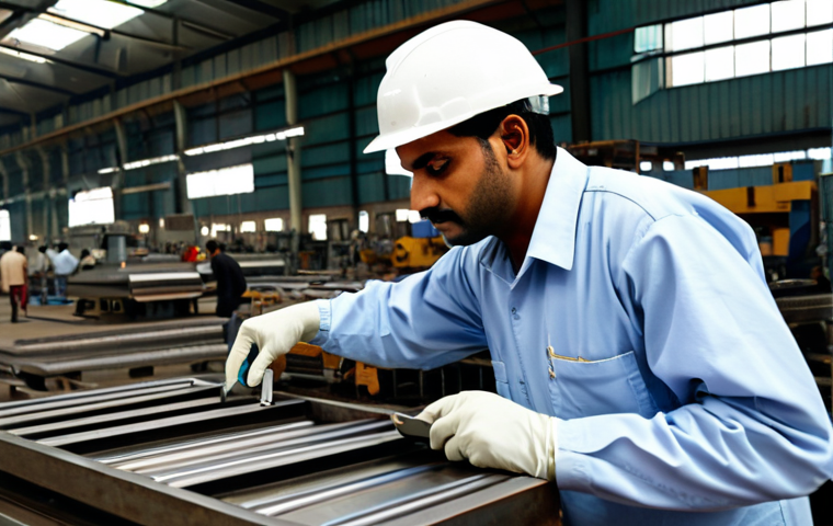 **

"A quality control inspector, fully clothed in appropriate work attire, carefully examining metal goods using visual inspection techniques, in a bustling factory setting in Karachi, safe for work, appropriate content, professional, perfect anatomy, natural proportions, high resolution."

**